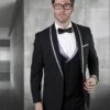 Statement Men's 3 Piece 100% Wool Tuxedo - Accented Collars