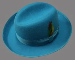 Statement Men's Wool Hat - Godfather 19 Statement Men's Wool Hat - Godfather -Stylish Men's Formal Wear god father turquoise
