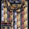 Daniel Ellissa Men's Fashion Dress Shirt - Multi Brick Print -Stylish Men's Formal Wear gold 4