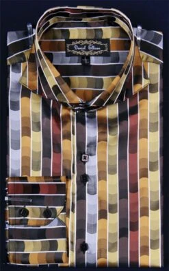 Daniel Ellissa Men's Fashion Dress Shirt - Multi Brick Print