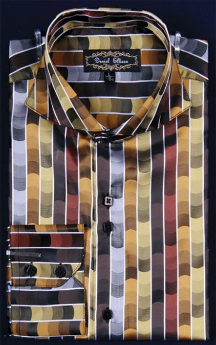 Daniel Ellissa Men's Fashion Dress Shirt - Multi Brick Print 3 Daniel Ellissa Men's Fashion Dress Shirt - Multi Brick Print