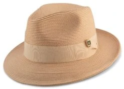 Montique Men's Fashion Straw Fedora Hat - Solid Color