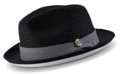 Montique Men's Fedora Style Straw Hat - Houndstooth