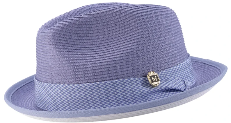 Montique Men's Fedora Style Straw Hat - Light Houndstooth 4 Montique Men's Fedora Style Straw Hat - Light Houndstooth - Image 3