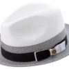 Montique Men's Fashion Straw Fedora Hat - White Accent -Stylish Men's Formal Wear h69 black 101