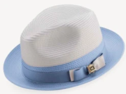 Montique Men's Fashion Straw Fedora Hat - White Accent -Stylish Men's Formal Wear h69carolina