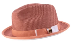 Montique Men's Fedora Style Straw Hat - White Accent
