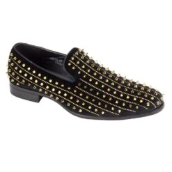 After Midnight Men's Velvet Dress Shoes - Spikes And Studs