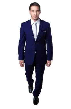 SMB Couture Men's Outlet 2 Piece Executive Suit - Solid Colors -Stylish Men's Formal Wear inked5904french blue li 1