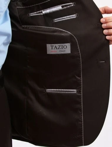 Tazio Men's 2 Piece Slim Fit Executive Suit - Side Vents 3 Tazio Men's 2 Piece Slim Fit Executive Suit - Side Vents