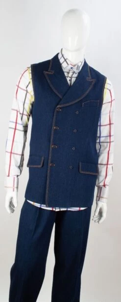 Royal Diamond Men's 2 Piece Denim Walking Suit - Double Breasted
