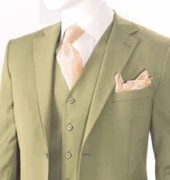 Vittorio St Angelo Men's 3 Piece Classic Suit - Modern Fit -Stylish Men's Formal Wear khaki t62w