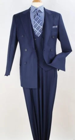 Apollo King Men's 3pc 100% Worsted Wool Suit - Double Breasted