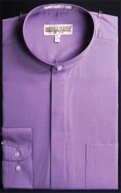 Daniel Ellissa Men's Outlet Banded Collar Dress Shirt - Solid Color -Stylish Men's Formal Wear lavender 6 3