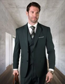 Statement Men's 3 Piece 100% Wool Suit - Solid Color -Stylish Men's Formal Wear lazio hunter