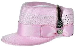 Bruno Capelo Men's Fashion Straw Hat - Vented Crown 12 Bruno Capelo Men's Fashion Straw Hat - Vented Crown -Stylish Men's Formal Wear lg 217 lightpink opt