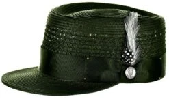 Bruno Capelo Men's Fashion Straw Hat - Vented Crown 14 Bruno Capelo Men's Fashion Straw Hat - Vented Crown -Stylish Men's Formal Wear lg 223 olive opt