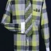Fratello Men's French Cuff Dress Shirt Set - Colorful Multi Checker -Stylish Men's Formal Wear lime full