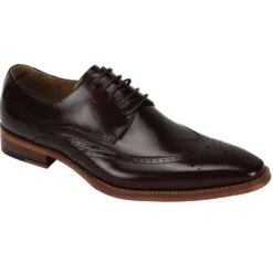 Giovanni Men's Leather Dress Shoe - Winged Tip Perforations -Stylish Men's Formal Wear lincoln chocolate brown