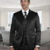 Statement Men's 3 Piece Unique Fashion Suit - Sharkskin 2 Statement Men's 3 Piece Unique Fashion Suit - Sharkskin -Stylish Men's Formal Wear liza black