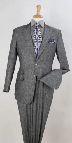 Apollo King Men's 2pc Executive Outlet Suit - 100% Linen -Stylish Men's Formal Wear lnblack 32 opt