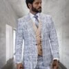 Statement Men's 100% Wool 3 Piece Suit - Electric Stripes -Stylish Men's Formal Wear louis camel