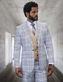 Statement Men's 100% Wool 3 Piece Suit - Electric Stripes