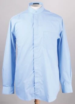 Daniel Ellissa Men's Banded Collar Dress Shirt - Solid Color -Stylish Men's Formal Wear lt blue full