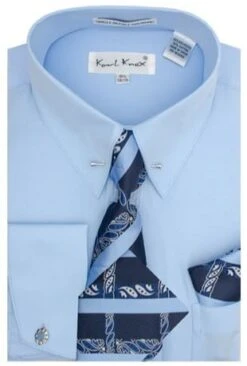 Karl Knox Men's French Cuff Shirt Set - Two Tone Tie