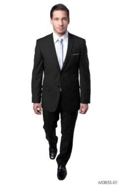 Tazio Men's 2 Piece Slim Fit Executive Suit - Side Vents 13 Tazio Men's 2 Piece Slim Fit Executive Suit - Side Vents -Stylish Men's Formal Wear m085s 01 black
