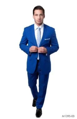 Tazio Men's 2 Piece Executive Slim Suit - Heathered Chalk Stripe -Stylish Men's Formal Wear m139s 03 41971.1550012146
