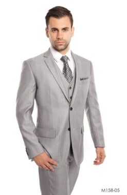 Tazio Men's 3 Piece Executive Suit - Textured Solid -Stylish Men's Formal Wear m158 05 70394.1548113835 36