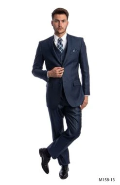 Tazio Men's 3 Piece Executive Suit - Textured Solid -Stylish Men's Formal Wear m158 13 3 70596.1632178579 36