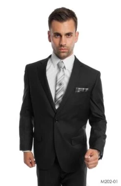 Demantie Men's 2 Piece Solid Executive Suit - Flat Front Pants