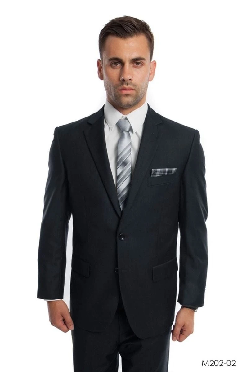 Demantie Men's 2 Piece Solid Executive Suit - Flat Front Pants 4 Demantie Men's 2 Piece Solid Executive Suit - Flat Front Pants - Image 2