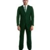 Demantie Men's 2 Piece Solid Executive Suit - With Flat Front Pants -Stylish Men's Formal Wear m202 green