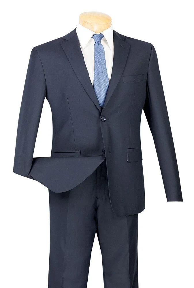Demantie Men's Outlet 2 Piece Solid Executive Suit - Flat Front Pants 3 Demantie Men's Outlet 2 Piece Solid Executive Suit - Flat Front Pants
