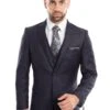 Tazio Men's 3 Piece Slim Fit Executive Suit - Peak Lapel 2 Tazio Men's 3 Piece Slim Fit Executive Suit - Peak Lapel -Stylish Men's Formal Wear m209s 01 navy