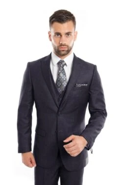 Tazio Men's 3 Piece Slim Fit Executive Suit - Peak Lapel