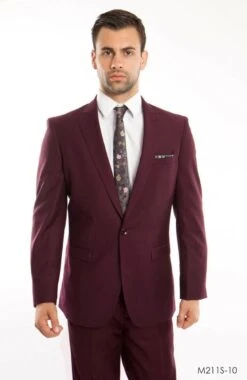 Tazio Men's 2 Piece Slim Fit Suit - Solid Classic Colors -Stylish Men's Formal Wear m211s 10 13878.1550180726