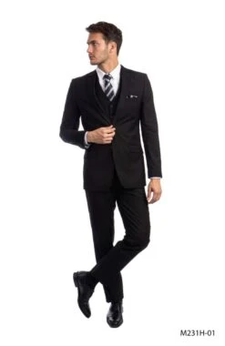 Tazio Men's Outlet 3 Piece Executive Suit - Notch Lapel