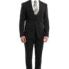 Tazio Men's 3 Piece Ultra Slim Fit Executive Suit - Classy Business -Stylish Men's Formal Wear m255us 01 black