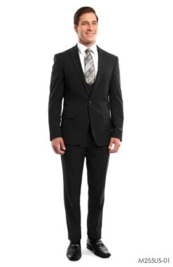 Tazio Men's 3 Piece Ultra Slim Fit Executive Suit - Classy Business