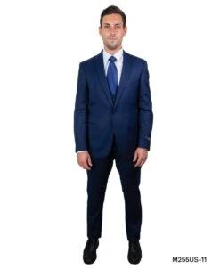 Tazio Men's 3 Piece Ultra Slim Fit Executive Suit - Classy Business -Stylish Men's Formal Wear m255us 11 navy