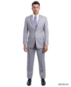 Tazio Men's 2 Piece Slim Fit Suit - Classic Solid Colors -Stylish Men's Formal Wear m276s 05