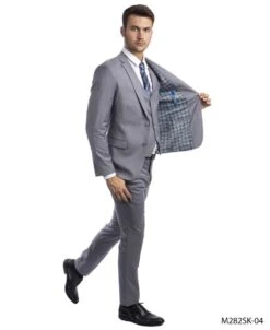 Sean Alexander Men's 3 Piece Skinny Fit Suit - Notch Lapel -Stylish Men's Formal Wear m282sk 04 grey 1