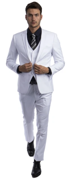 Sean Alexander Men's 3 Piece Skinny Fit Suit - Notch Lapel -Stylish Men's Formal Wear m282sk 08 white 1
