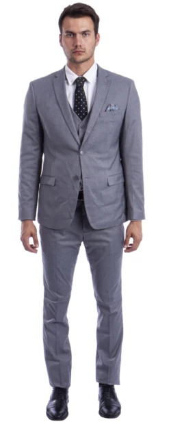 Sean Alexander Men's 3 Piece Skinny Fit Suit - Notch Lapel -Stylish Men's Formal Wear m282sk 09 m grey 1