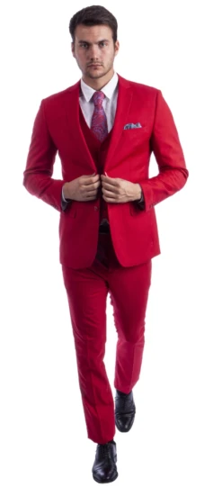 Sean Alexander Men's 3 Piece Skinny Fit Suit - Notch Lapel -Stylish Men's Formal Wear m282sk 10 red 1
