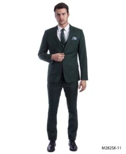 Sean Alexander Men's 3 Piece Skinny Fit Suit - Notch Lapel -Stylish Men's Formal Wear m282sk 11 green 1